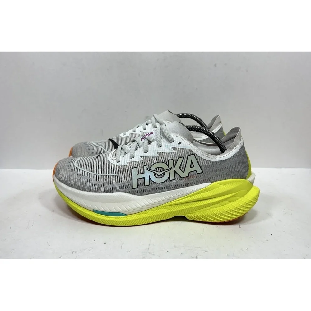 Hoka One One Men's Gray and Neon Yellow Athletic Running Shoes